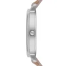 Emporio Armani Gianni T Bar Quartz Silver Dial Beige Leather Strap Watch For Women - AR80007
